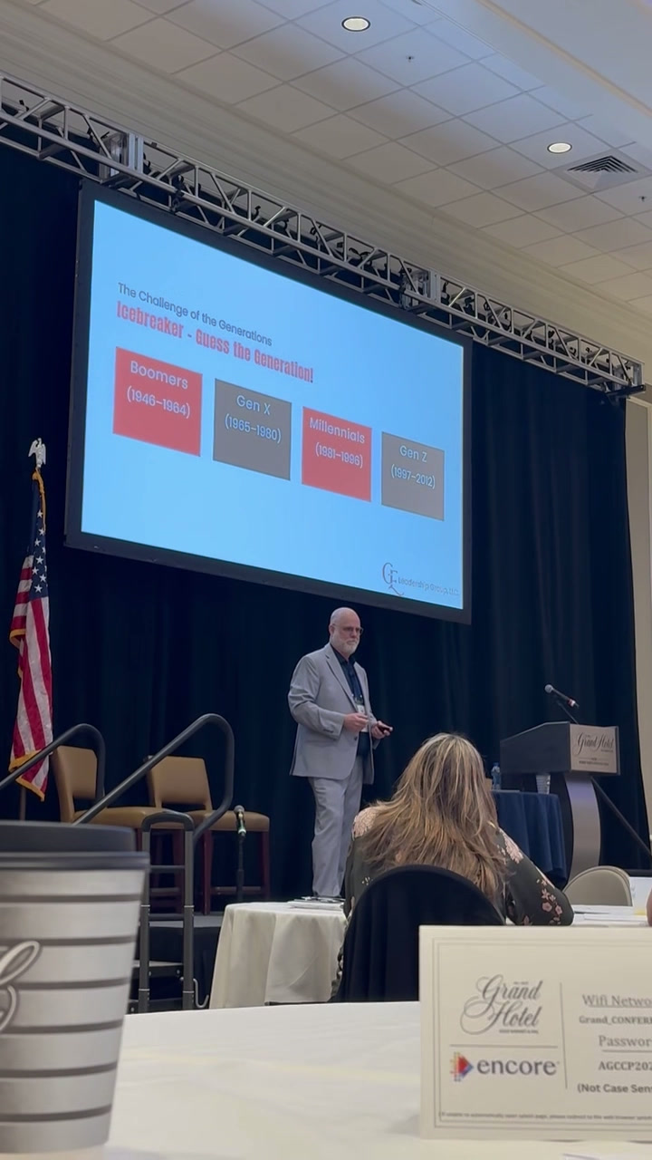 George Engel presenting on generational leadership